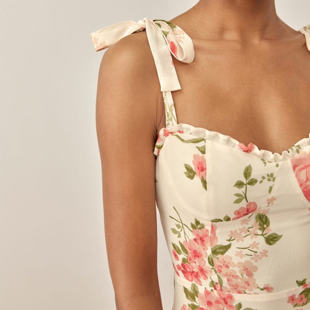 Reformation Jasen Dress Size 4 - excellent like new - corsage pattern - Picture 8 of 9